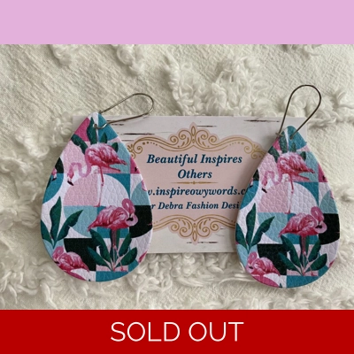 Flamingo design light Weight faux leather dangle earrings